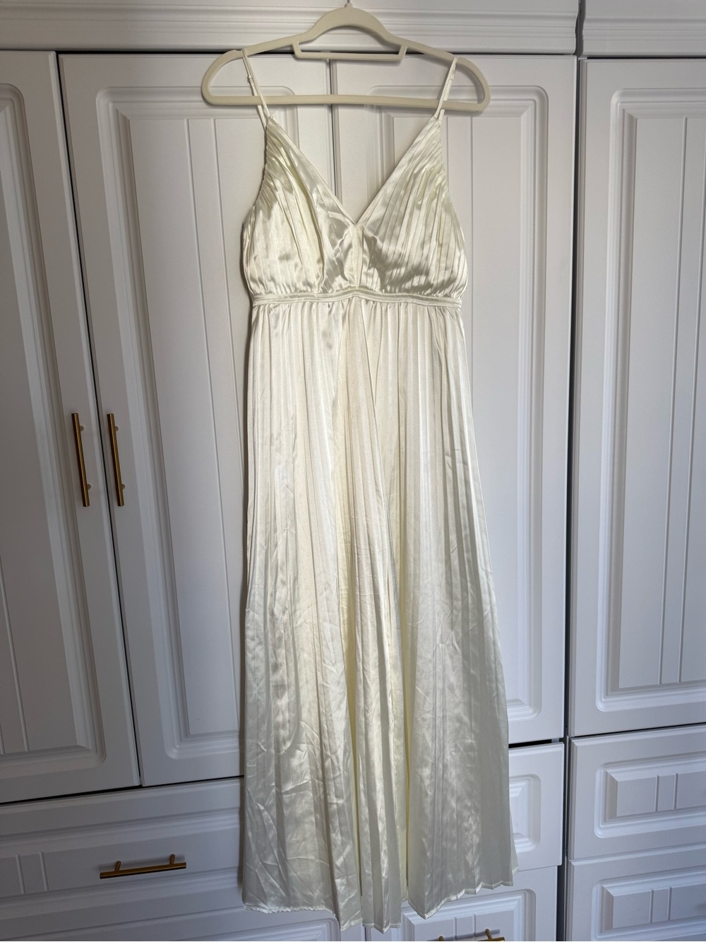 Storia Cream Satin Slip Dress with Delicate Straps